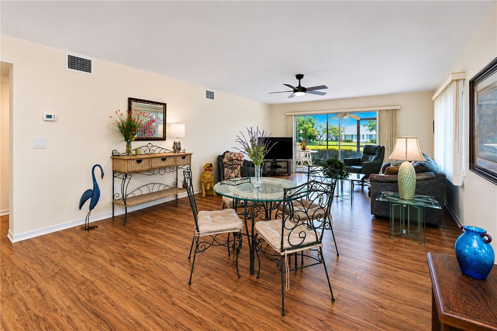 Spacious dining and living area