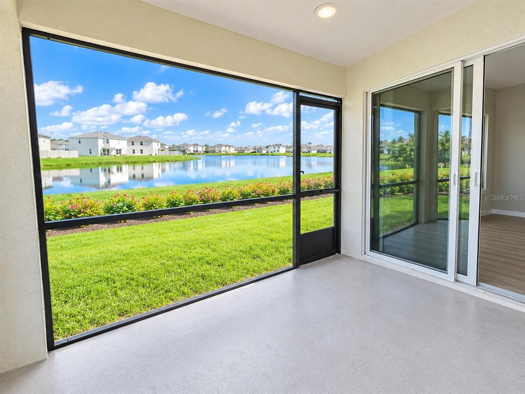 lanai with view of pond