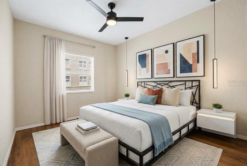 Virtually staged guest room