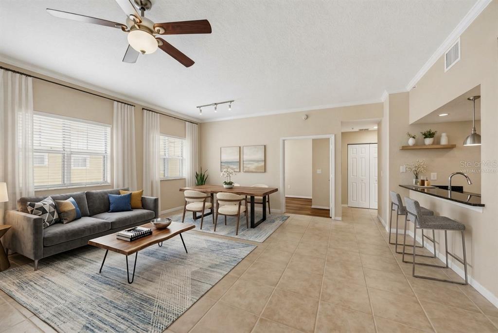 Virtually staged living room