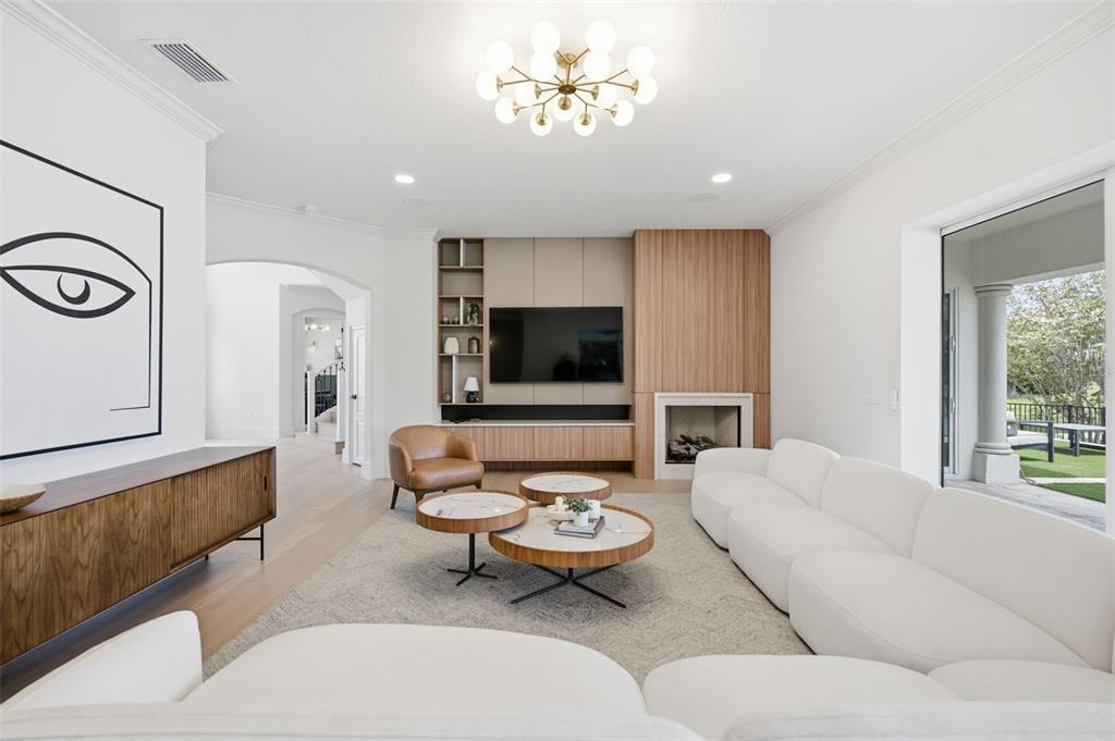 Custom built ins and fireplace