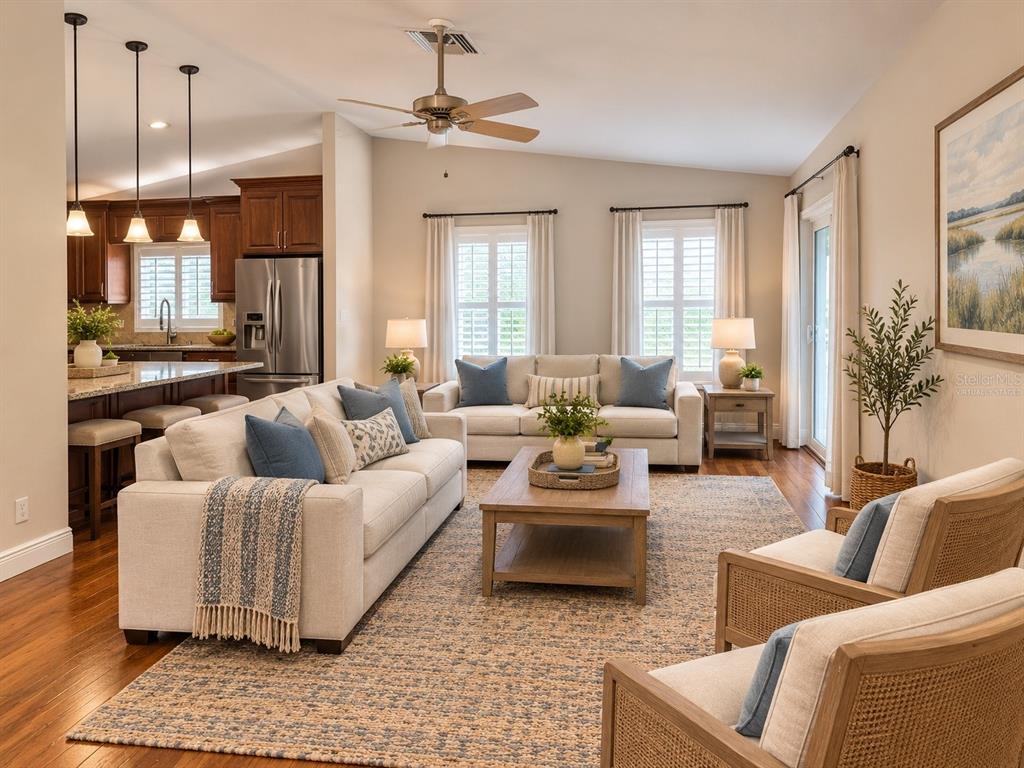 Virtually staged family room