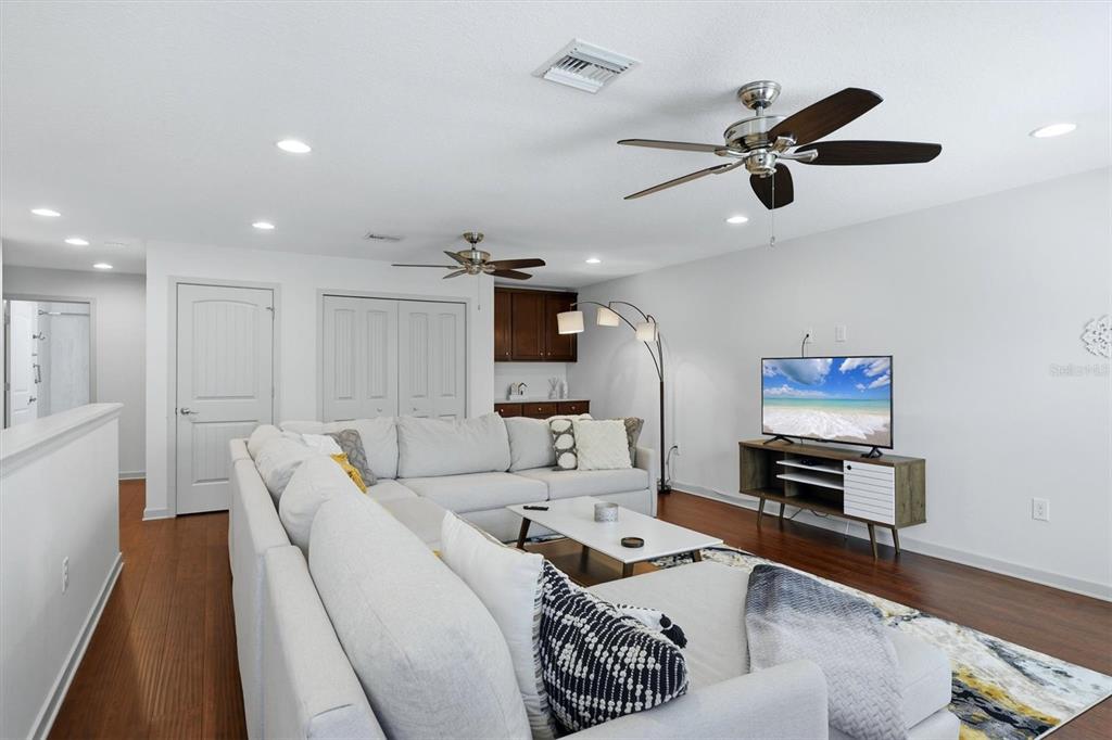Upstairs with Open Bonus Area to 2 bedrooms and shared bath