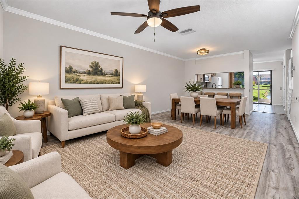 Open Concept Living Dining area virtually staged -6229 Bayside Key Dr, Tampa, FL 33615