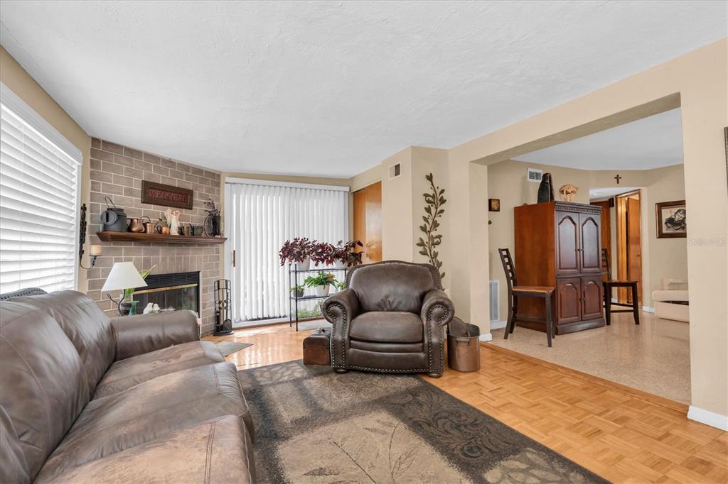Living room with fireplace