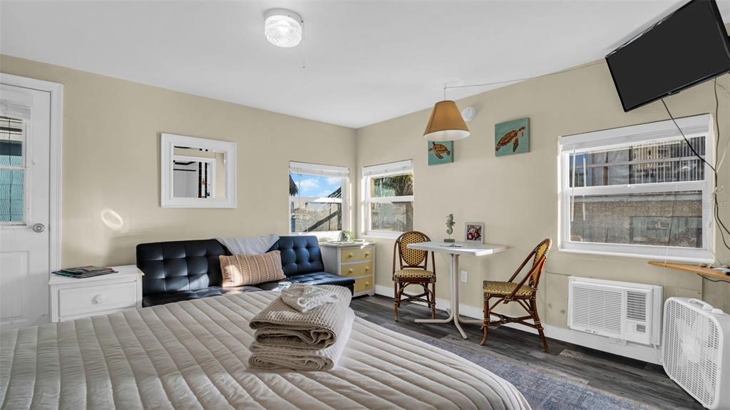 Sitting area, kitchenette and queen murphy bed.