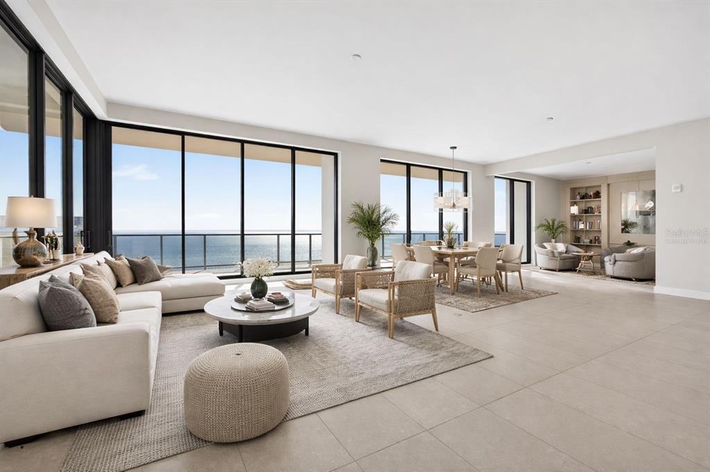 Virtually Staged- Great Room/Dining/Den Combo, East Facing, Top Floor Penthouse