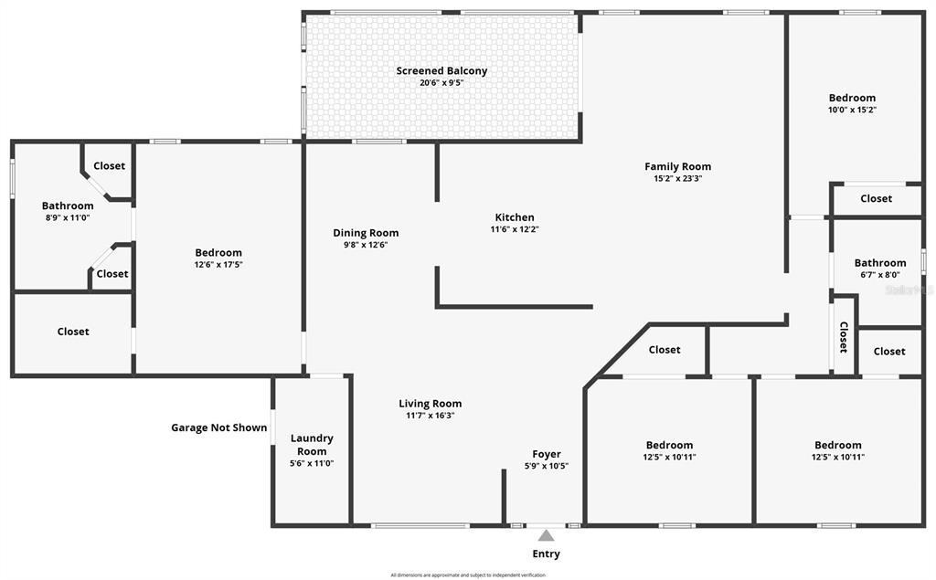 Spacious split floor plan.