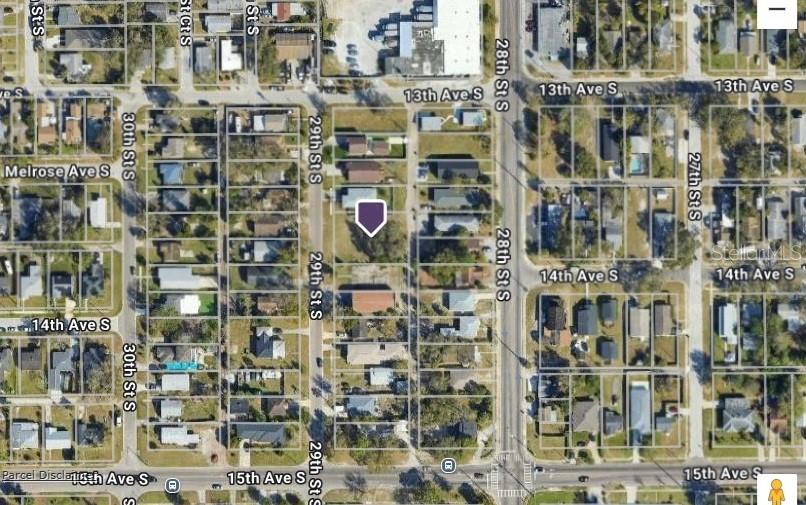 Close-up Satellite View of Oversized Vacant Lot on 29th Street S Showing Rear Alley Access