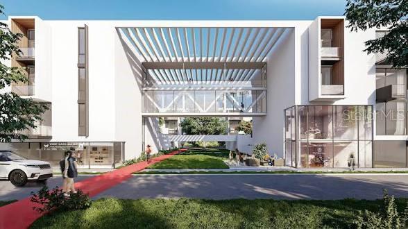 Rendering of Open and Covered Walkways between Buildings A and C plus a rendering of the Walking/Jogging Trail.