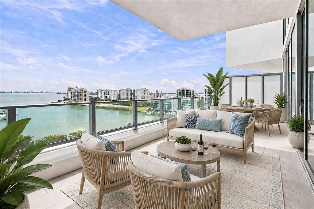 Outdoor patio view. "Virtually Staged"
