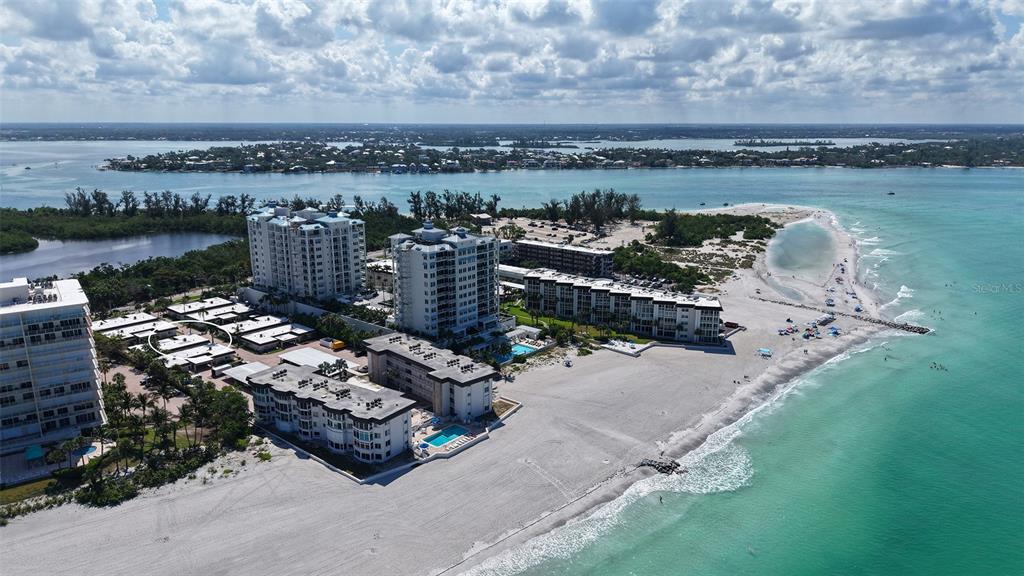 Beach front complex.