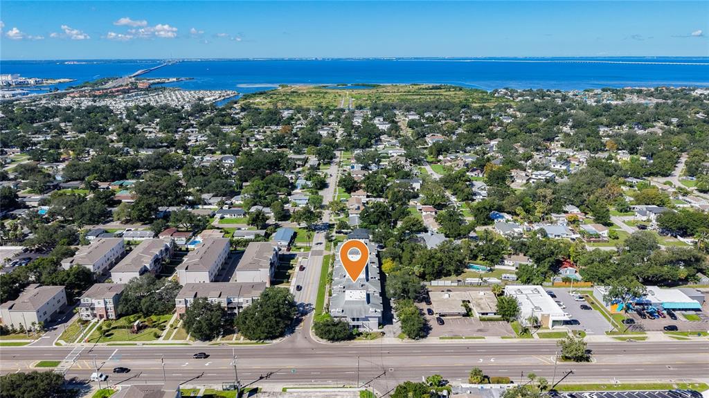 Aerial shot facing west toward Old Tampa Bay