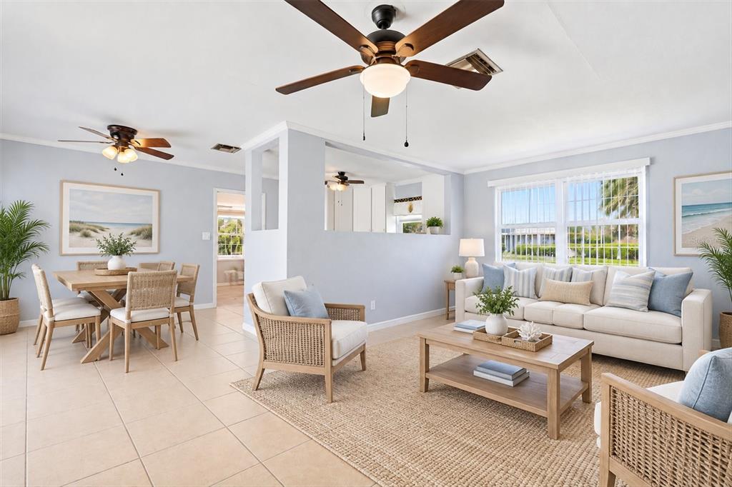 VIRTUALLY STAGED -LIVING / DINING ROOM