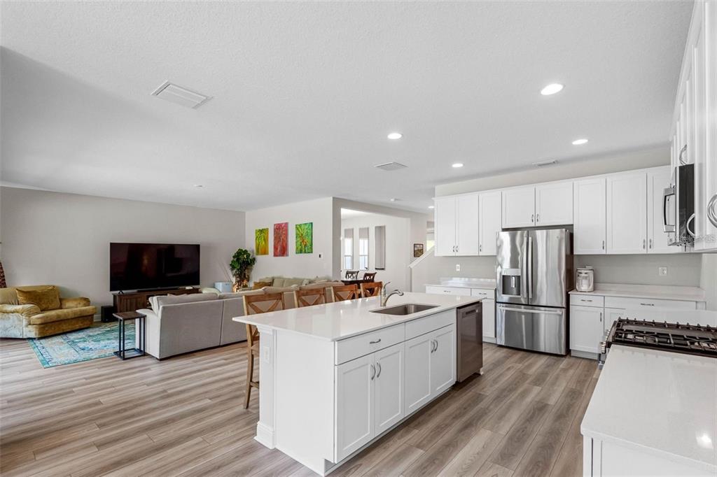 Open floor plan connecting the kitchen and great room