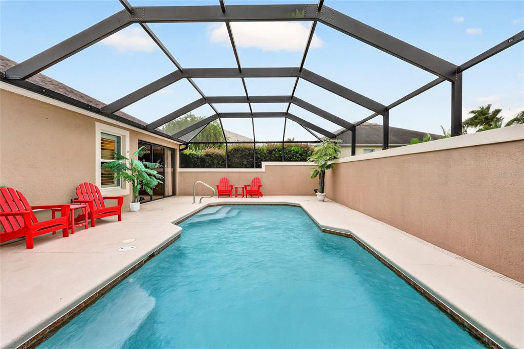 Solar Heated Pool with Privacy Wall