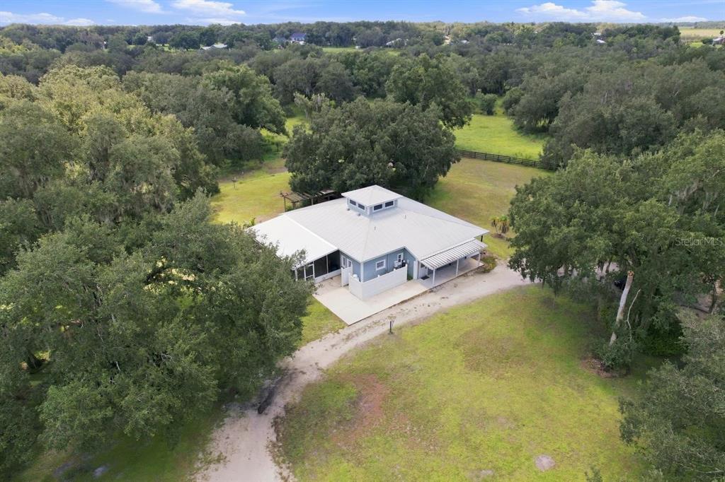 Aerial home and circle driveway