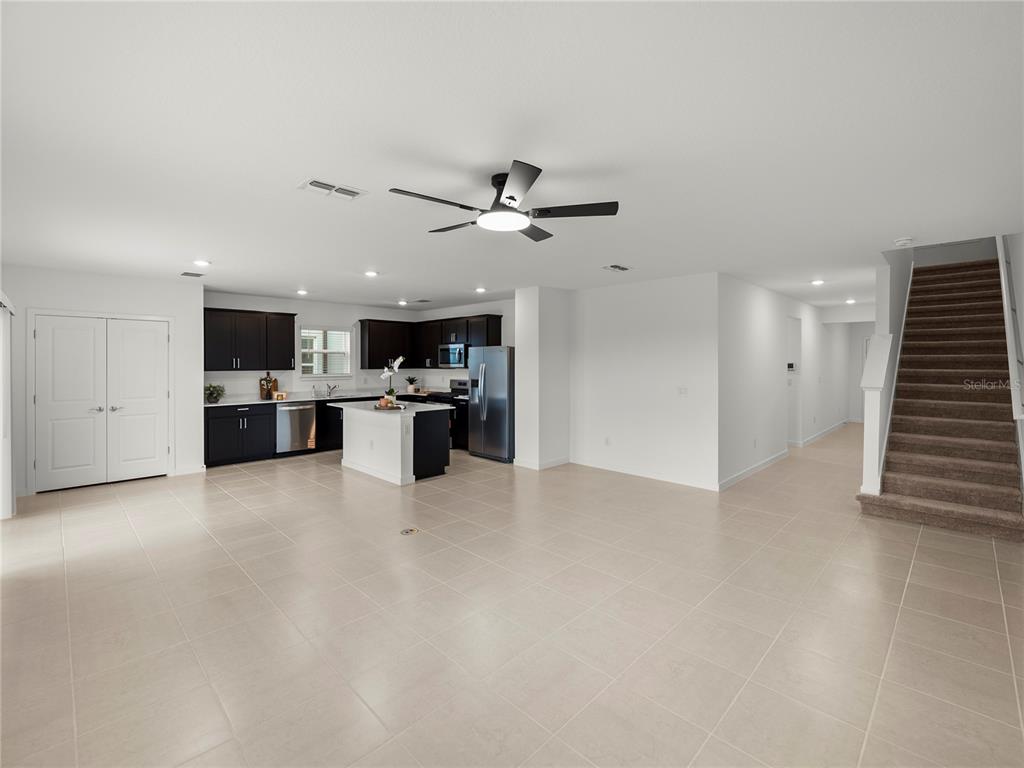 Open Main Living/Dining and Kitchen Area