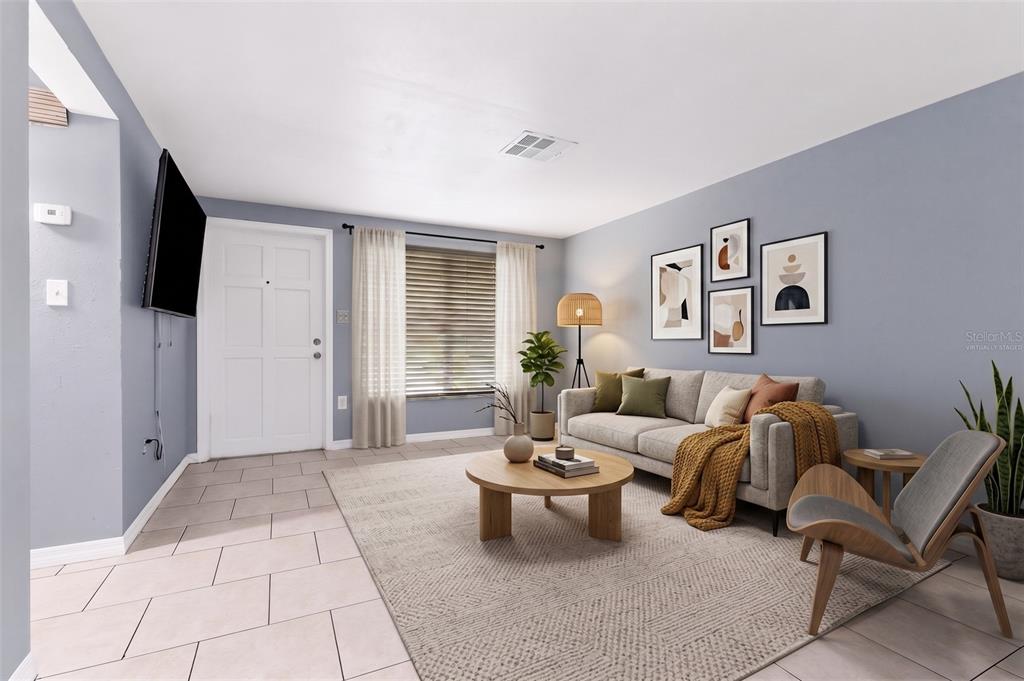 Entrance-living- front door-virtually staged