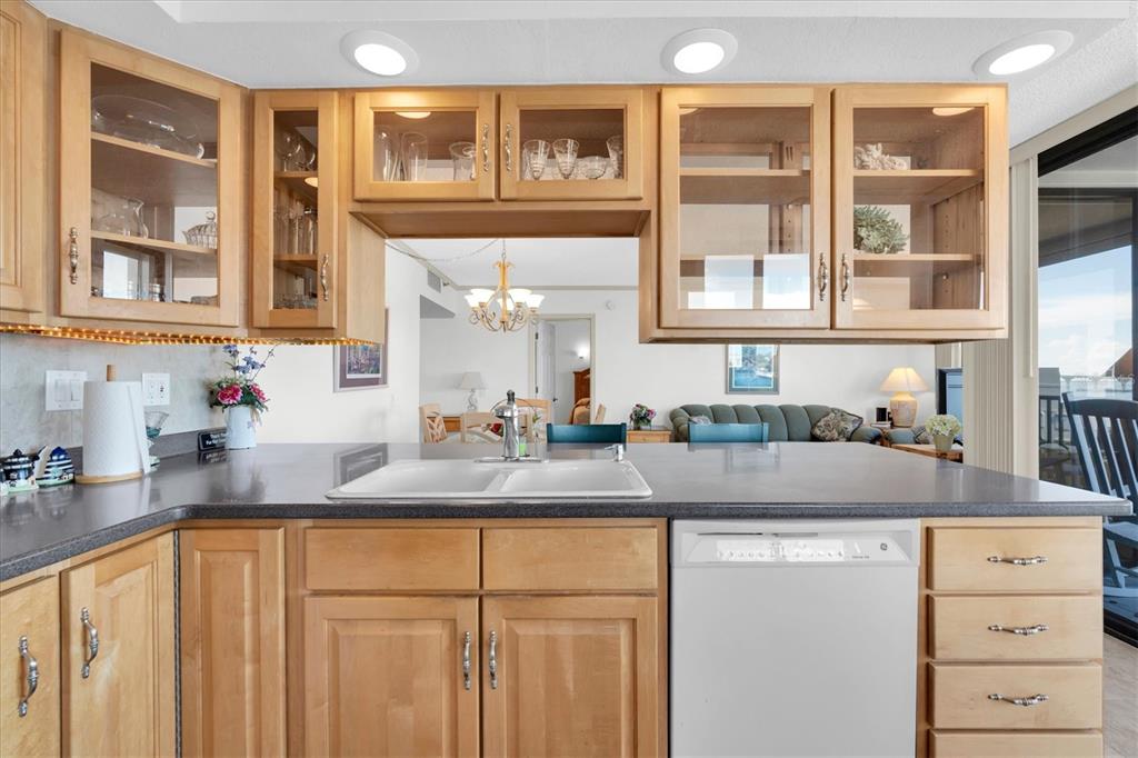 Custom cabinets with see thru glass doors