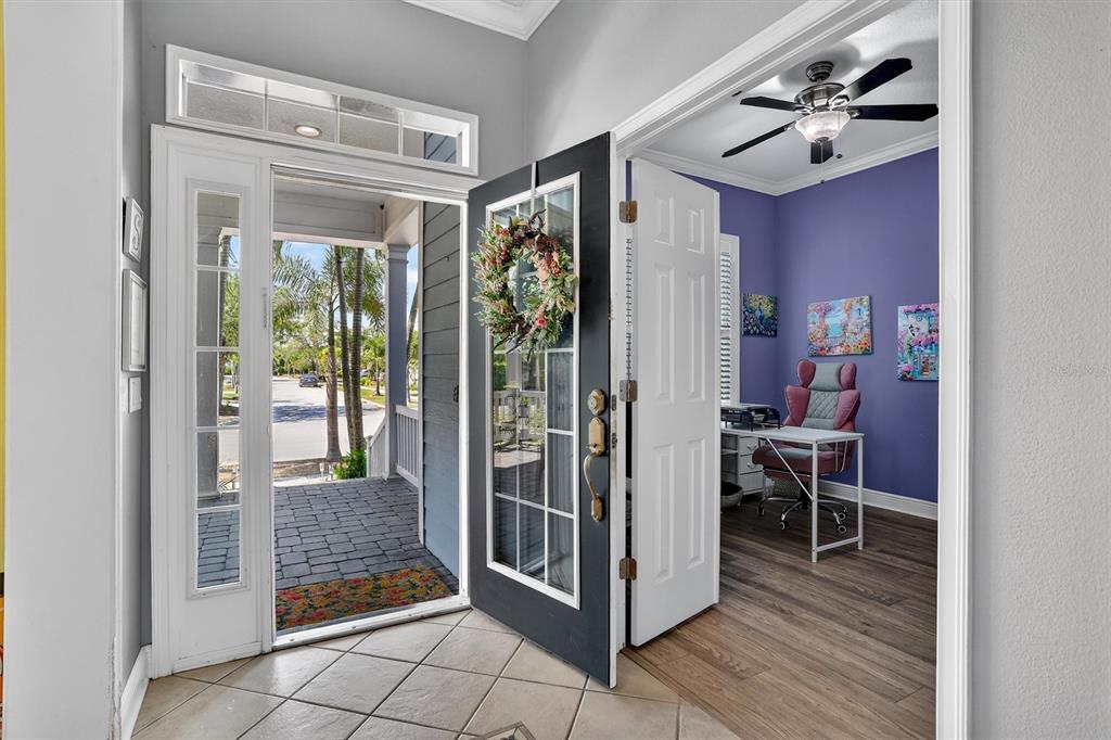 Office off front entrance with french doors