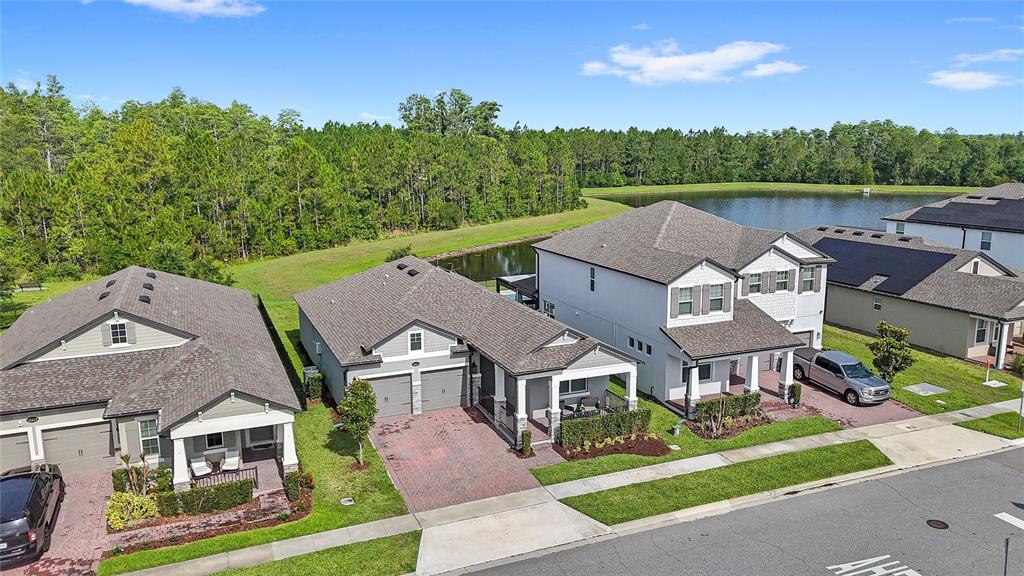 Aerial View Front. No rear neighbors. Conservation & pond view.