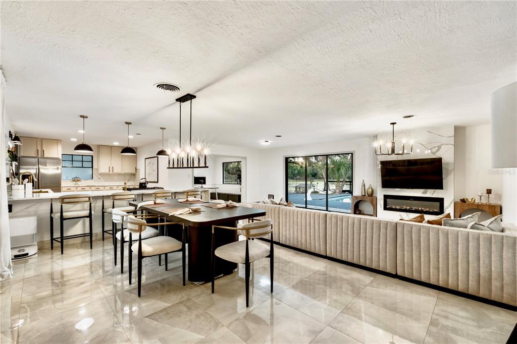 open floor plan dining and living room