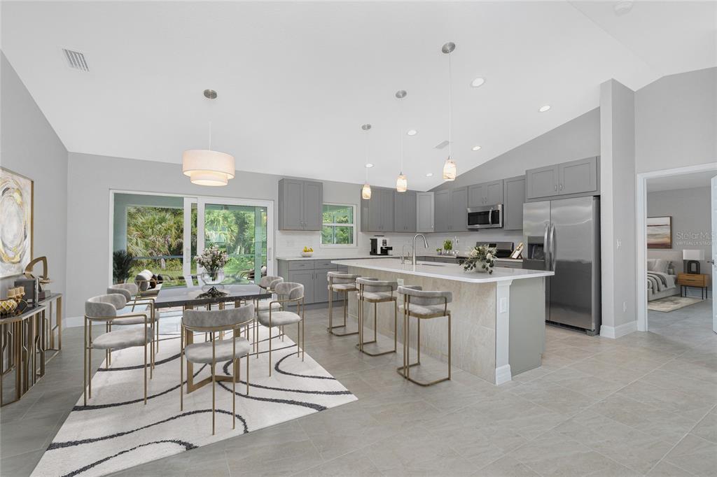 Virtually staged. In this home, the kitchen is on the opposite side