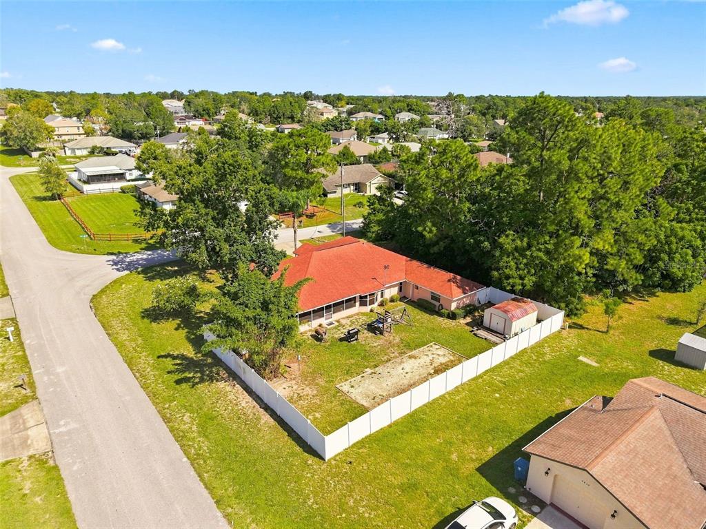 Large fenced in yard