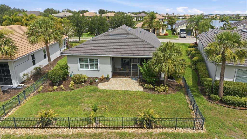Arial of fenced and private back yard