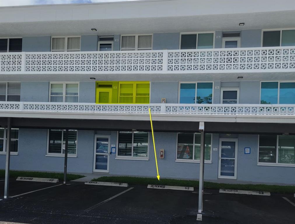 West-facing front of unit with carport location