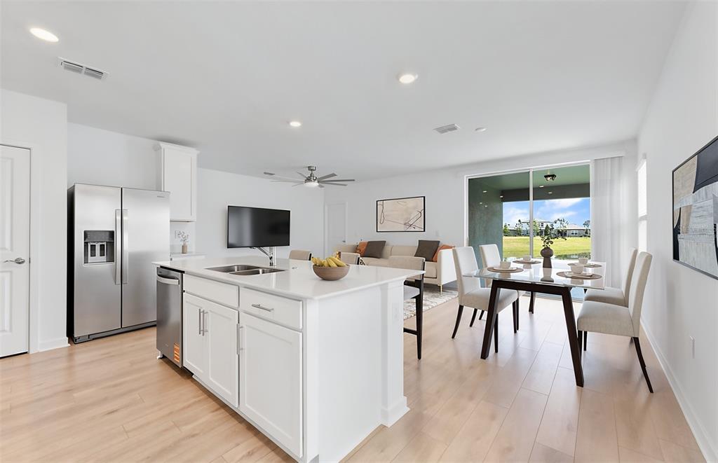 Virtually Staged - Open Kitchen to Cafe to Gathering Room