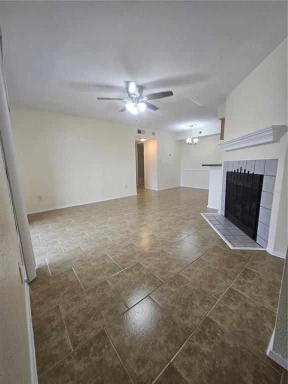 Fireplace upon entry to living area