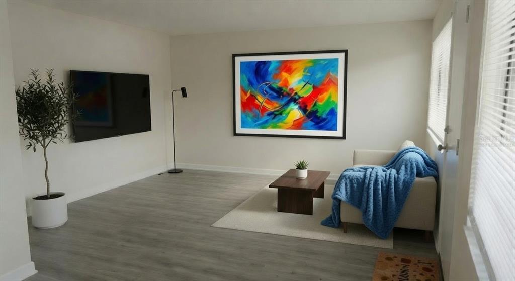 Virtually staged living room