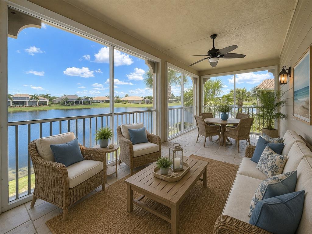 Lanai water view - virtually staged