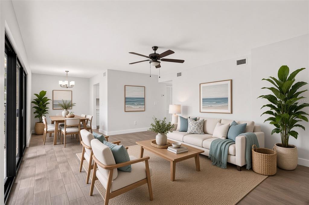 Living room virtually staged