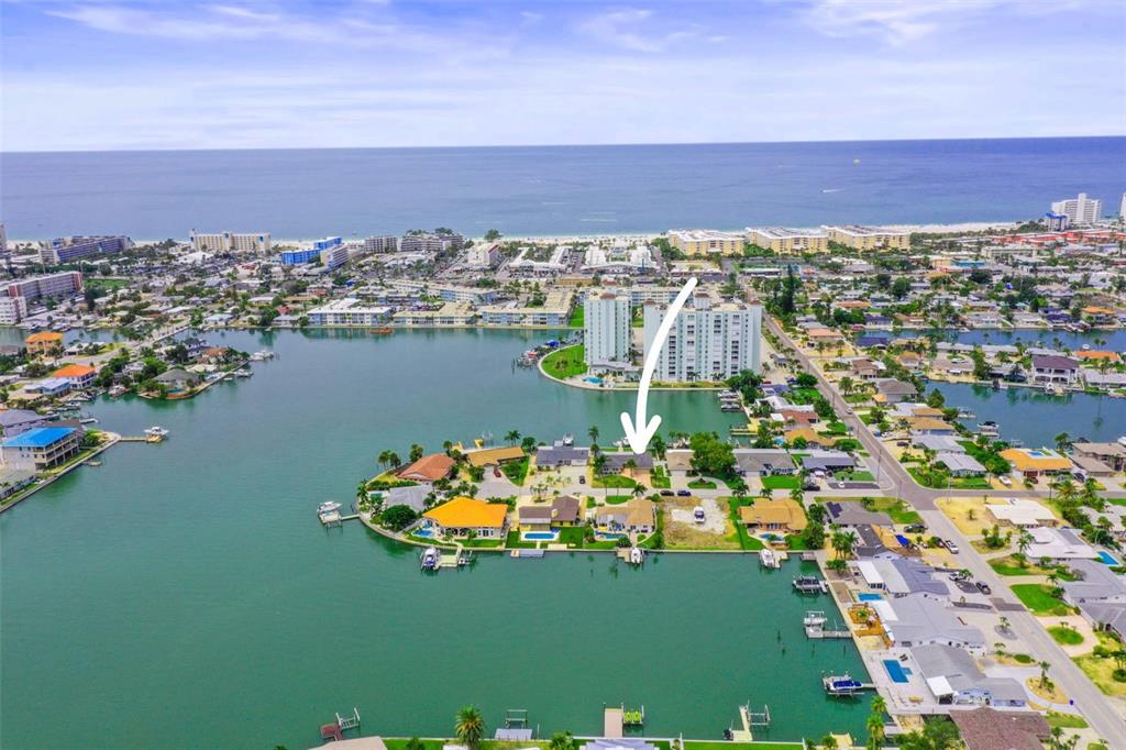 Aerial view of property facing St Pete Beach only a few blocks away.