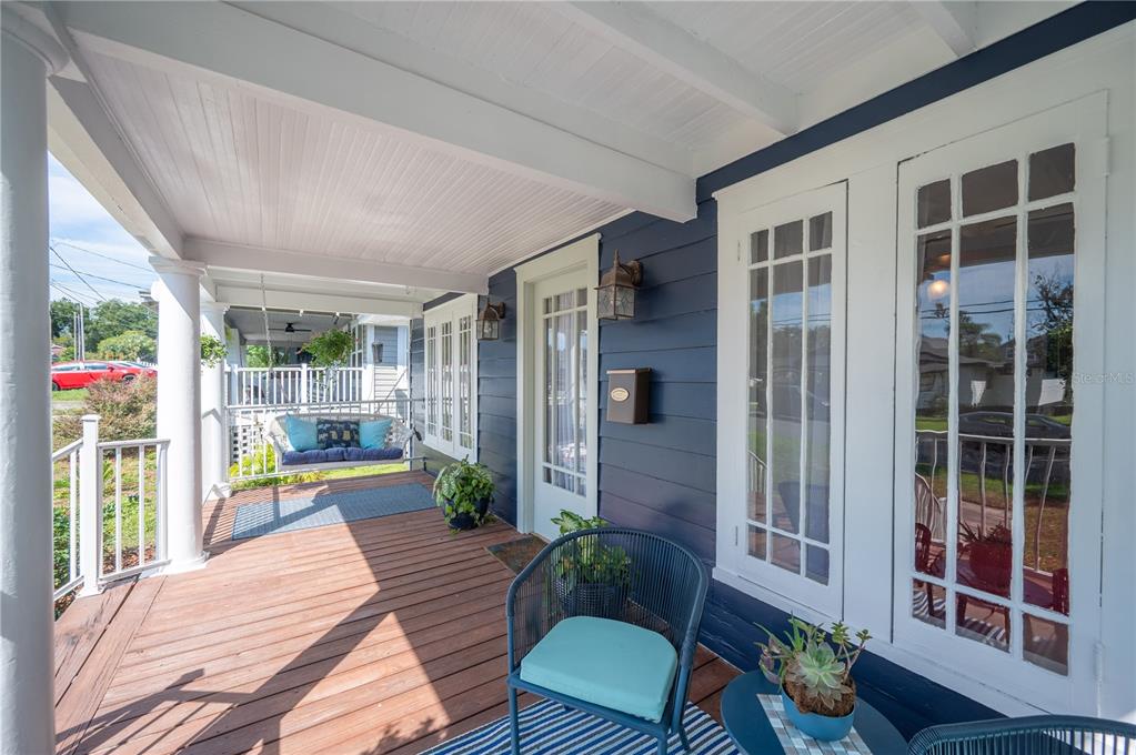 Front porch with porch swing